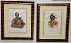 Thomas McKenny and James Hall 
Set of four hand colored lithograph 
The History of Indian Tribes of North America 
(1) Chon-mon-I-ca...