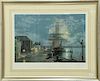 John Stobart (1929) 
Sydney, The Blackwall Passenger Ship Parramatta along side Circular Quayin 1872  
lithograph 
pencil signed and...