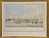 John Stobart (1929) 
Hartford, A View of the Statehouse from the Connecticut River Waterfront in 1876 
lithograph 
pencil signed and...