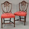 Fineberg set of six Federal style mahogany dining chairs with plume and drape carved back, fully upholstered seats all set on square...