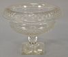 Large French crystal compote with rolled edge and square foot. 
ht. 8 1/2 in.; dia. 11 in.