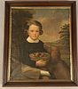 19th C American School Oil on Canvas Portrait-Boy