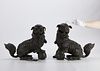 Pair of Antique Chinese Bronze Foo Dog Censers