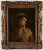 19th c. English School Oil Painting of Girl w/ Light Signed