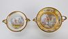 2 Sevres Style Porcelain Dishes w/ Brass Stands