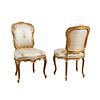 Pair French Gilt Upholstered Chairs
