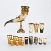 Large Drinking Horn with 14 Horns Cups