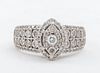 10K Gold Diamond Wide Band & Marquise Ring