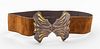 Vintage YSL Butterfly Motif Brown Suede Belt