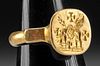 5th C. Byzantine Gold Signet Ring, Angel & Dove
