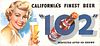 1953 Brew 102 Beer Trolley Sign Los Angeles, California