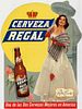1954 Cerveza Regal Beer "Rita Conde" Die-Cut Cardboard Sign San Francisco, California