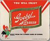 1956 Goebel 22 Beer Foil Sign Detroit, Michigan