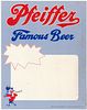 1982 Pfeiffer Famous Beer Point of Sale Sign Detroit (Frankenmuth), Michigan