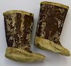 Northwest Coast miniature hide boots- length 2.5”, ht 3”