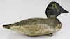 George Bacon lake Champlain, VT goldeneye drake duck decoy, drying cracks, paint losses, length 13.2