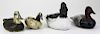 4 miniature duck decoys, lengths 6.5”- 9.5”