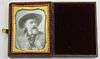 Buffalo Bill Cody ¼ plate photo on milk glass. In case, of the period. Excellent condition.