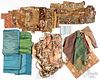 Group of textile fragments, mostly chintz