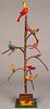 Large contemporary carved and painted bird tree