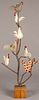 John Carlton carved and painted chicken bird tree