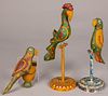 Three Jonathan Bastian carved and painted parrots