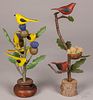 Two John Carlton carved and painted bird trees