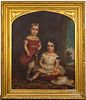 Victorian oil on canvas portrait of two children