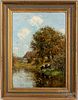Oil on artist board landscape with cow