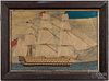 English needlework wooly ship portrait, 19th c.