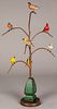Contemporary carved and painted bird tree