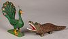 Two Dan Strawser carved and painted animals