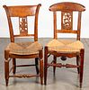 Two French rush seat chairs, 19th c.