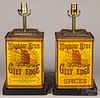 Pair of Moshier Bros. tin lithograph canisters