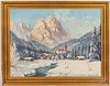 German oil on canvas winter landscape