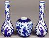 Three Chinese Peking glass vases