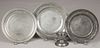 Three pewter plates, one marked by Samuel Danforth