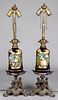 Pair of porcelain and gilt metal table lamps