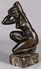 Renzo Baraldi bronze of a kneeling nude woman