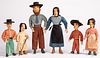 Family of six Amish dolls, mid 20th c.