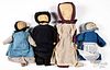Four Amish dolls, early to mid 20th c.