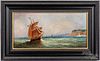 Oil on canvas nautical scene, 19th c.