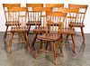 Set of eight Pennsylvania plank seat chairs