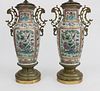 Pair of Ormolu Mounted  Chinese Export Famille Rose Vases, circa 1840