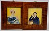 Pair of Miniature Nantucket Starbuck Watercolor Portraits on Paper of Mr. and Mrs. Seth Starbuck