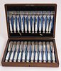 Cased Set of 24 Sheffield Mother of Pearl Handled Fish Knives and Forks, circa 1920s