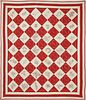 Elaborately Embroidered Red and White Friendship Quilt, circa 1920s