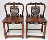 Pair of Qing Exotic Hardwood Chairs with Dream Stone Inserts, 19th Century
