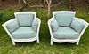 Pair of Weatherend "Westport Island" High-Back Armchairs in High-Gloss White Finish
