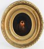 Oval Portrait of Leonardo da Vinci, Oil on Board